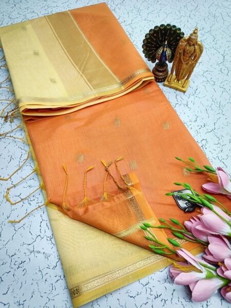 Silk Cotton Saree with Golden Zari Border