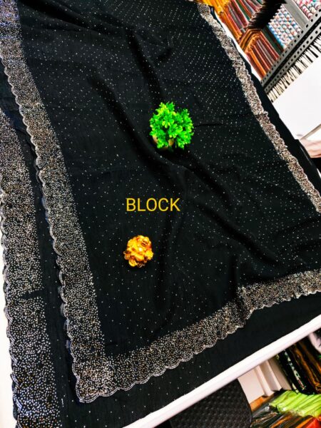 Fancy Stone Work Space Silk Sarees