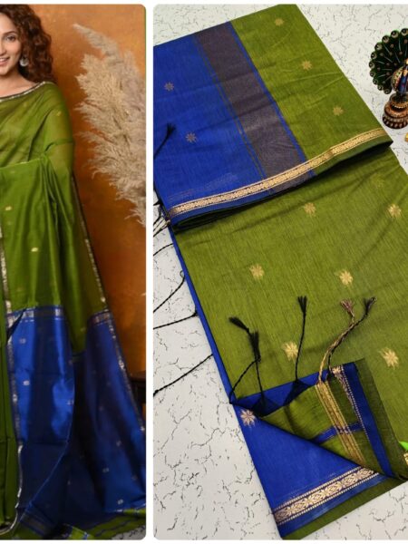 Traditional Green Blue Silk Cotton Saree