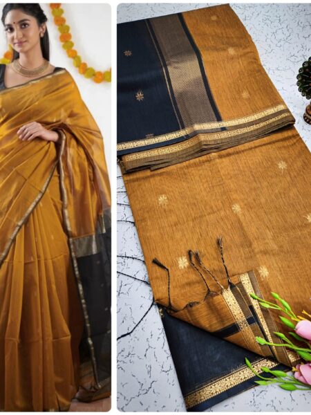 Mustard Yellow Silk Cotton Saree