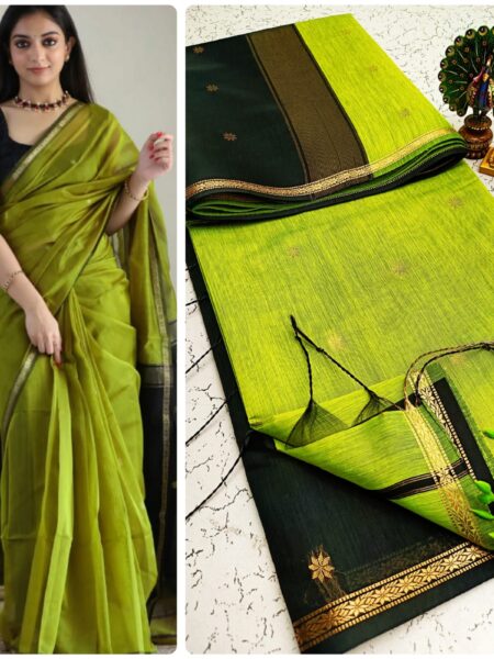 Fresh Green Traditional Silk Cotton Saree