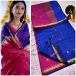 Elegant Magenta Maheshwari Silk Cotton Saree
