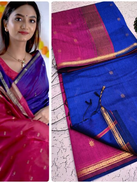 Elegant Magenta Maheshwari Silk Cotton Saree