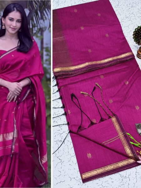 Deep Pink Traditional Silk Cotton Saree