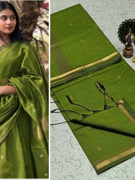 Olive Green Traditional Silk Cotton Saree
