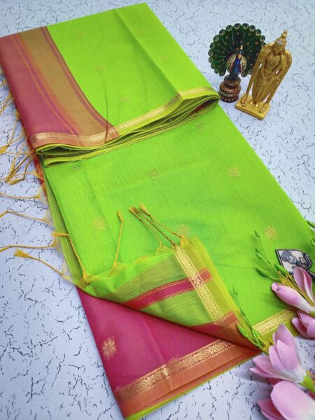 Lime Green Designer Silk Cotton Saree