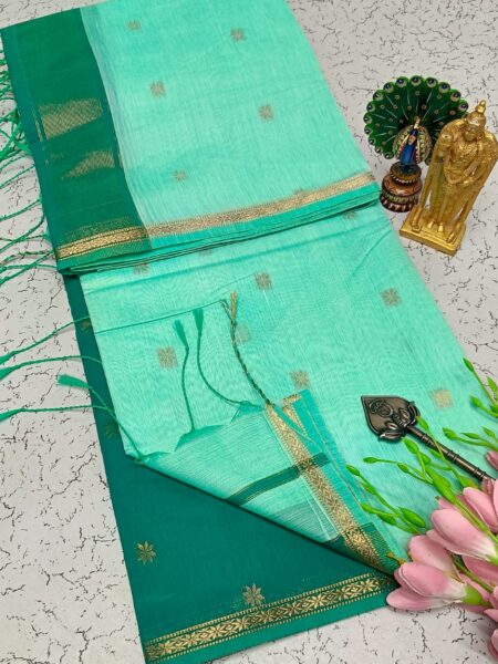 Aqua Green Traditional Silk Cotton Saree