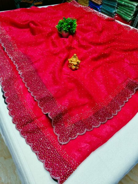 Fancy Stone Work Space Silk Sarees