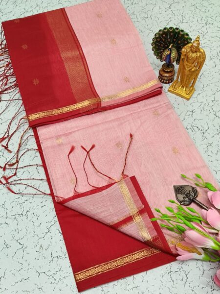 Red Pink Traditional Silk Cotton Saree