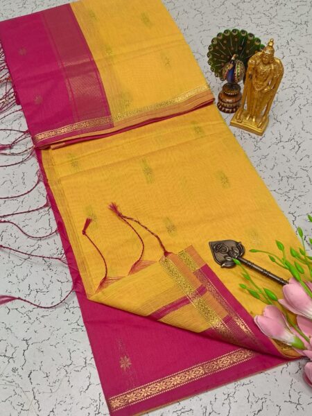 Yellow Pink Festival Silk Cotton Saree