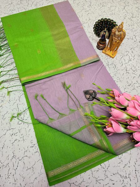 Green Purple Silk Cotton Saree