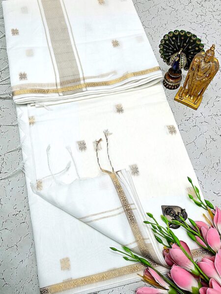 White Traditional Silk Cotton Saree