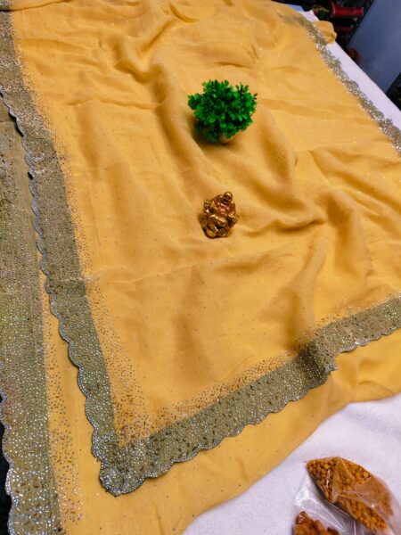 Fancy Stone Work Space Silk Sarees