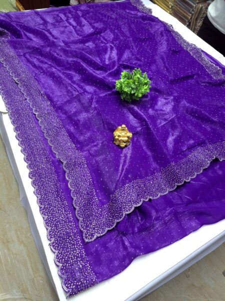 Fancy Stone Work Space Silk Sarees